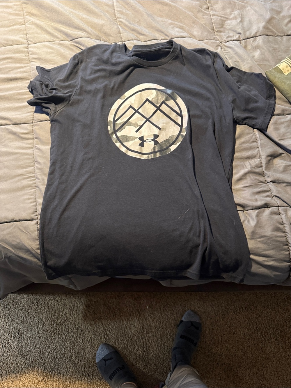 Under Armour Black Short-Sleeve Tee with Camouflage Circle Logo